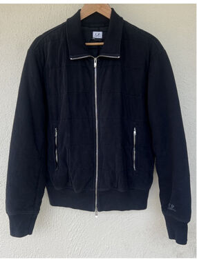 VTG C.P. Company Men’s Black Quilted Bomber Jacket Zip Front Made in Italy L